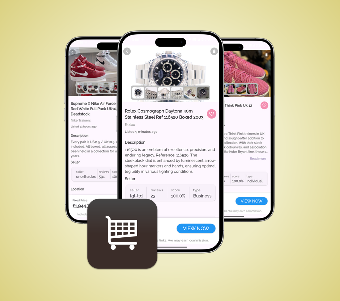 Screenshot of eBay mobile alerts showing new item notifications